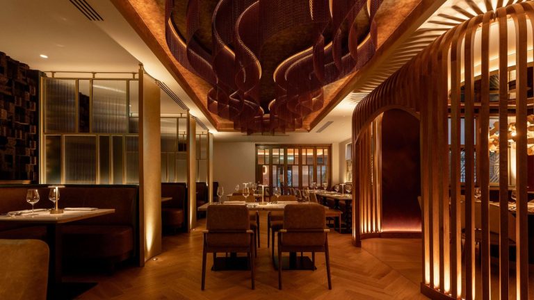 Eatzen Restaurant interior featuring Muraspec Burnish Gold
