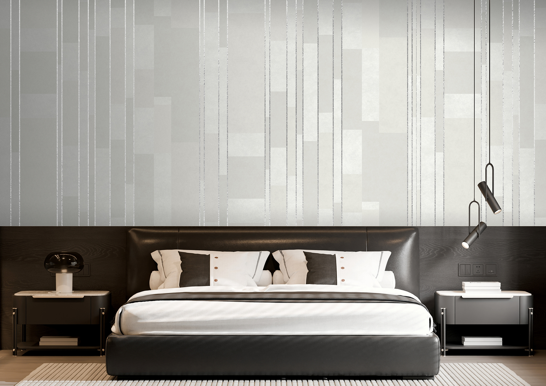 Gilded Edge wallcovering shown in a luxury bedroom