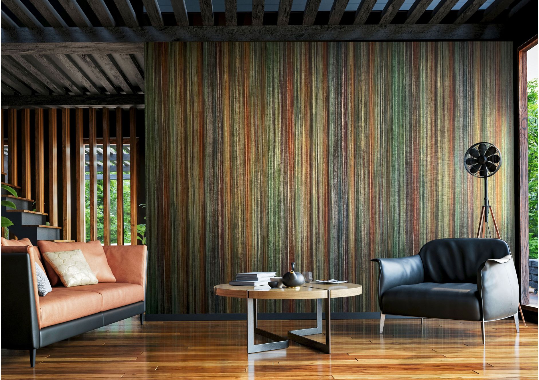 Striped Muraspec wallcovering in an interior