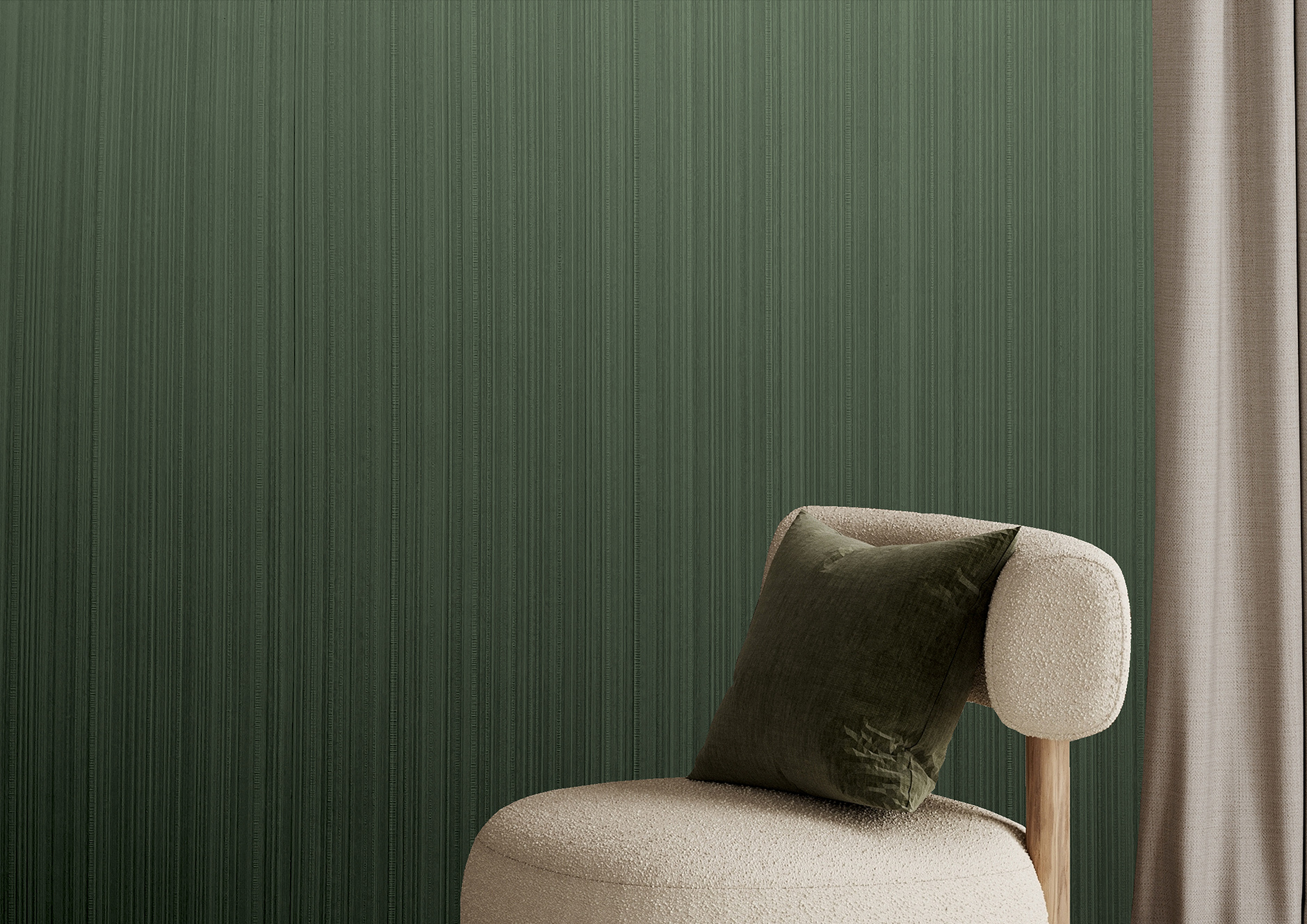 Vegas Array wallcovering shown in an emerald interior